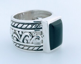 Lois Hill Chunky Flat Wide Rectangle Dome 925 Sterling