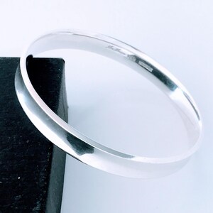 Hans Hansen Denmark Sterling 925 Silver Bangle Bracelet Thick Round Concave Smooth, Vintage Mid Century Modern Scandinavian Bracelet Cuff