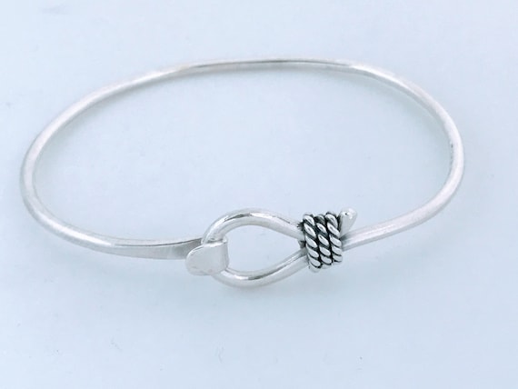 VTG Mexico Sterling Silver Hook and Eye Bangle Bracelet Rope Twist
