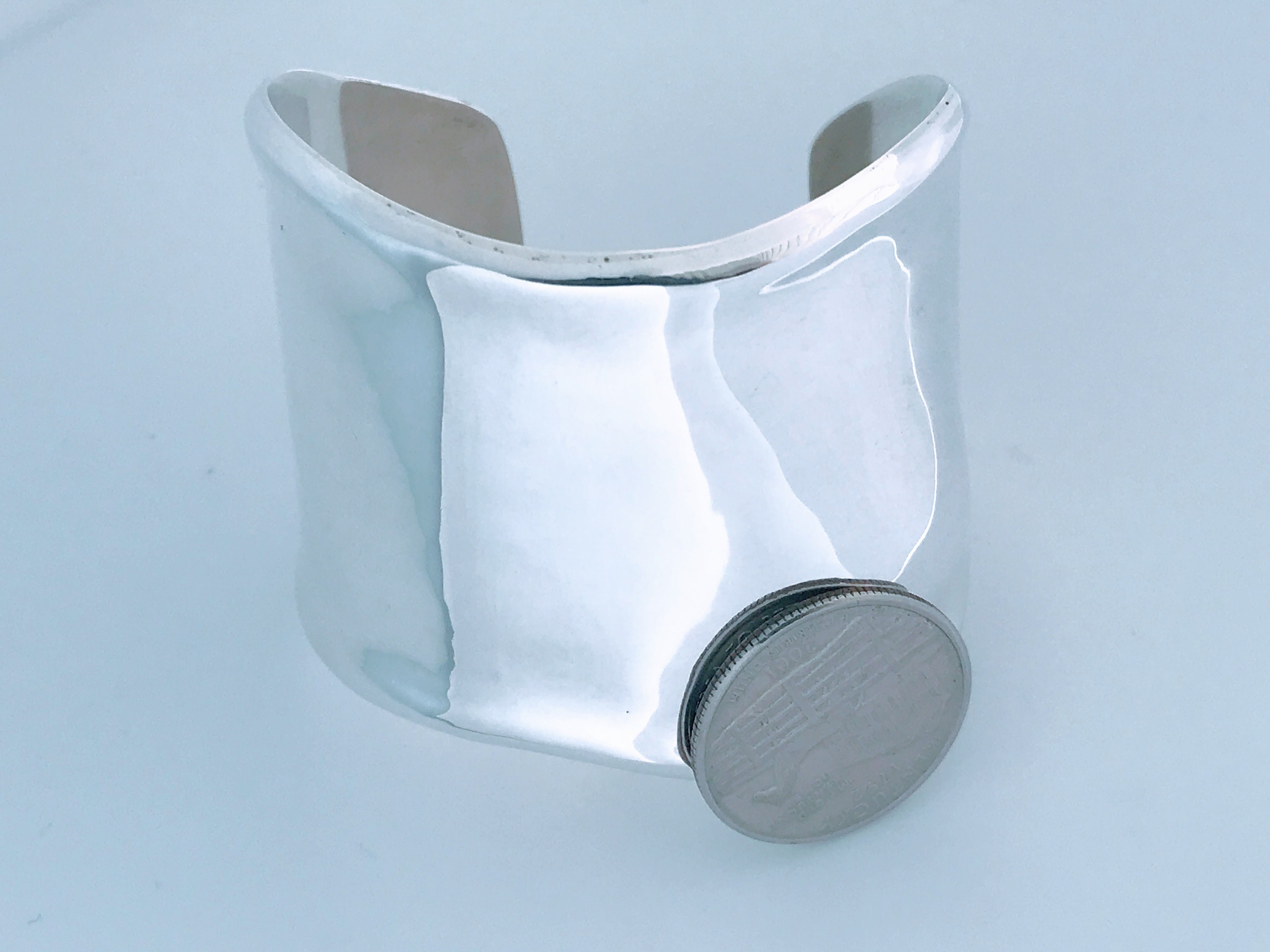 Vintage Taxco Mexico Modernist Wrist Bone Sterling Silver