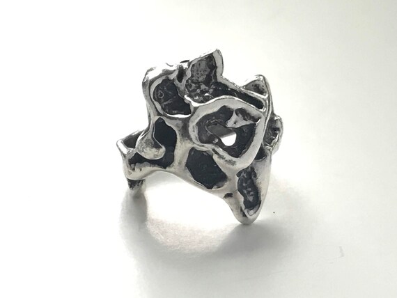 Chunky Sterling Silver Brutalist Modernist Nugget… - image 4