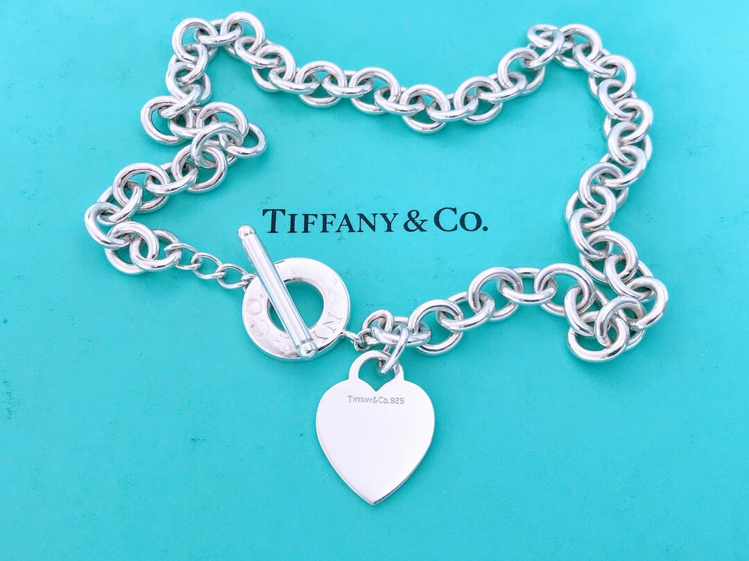 Tiffany & Co. Sterling Silver Heart Tag Toggle Choker Necklace