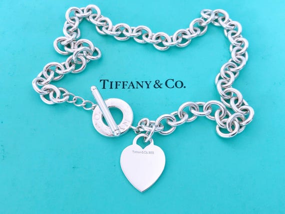 Tiffany & Co. Sterling Silver Heart Tag Toggle Choker Necklace