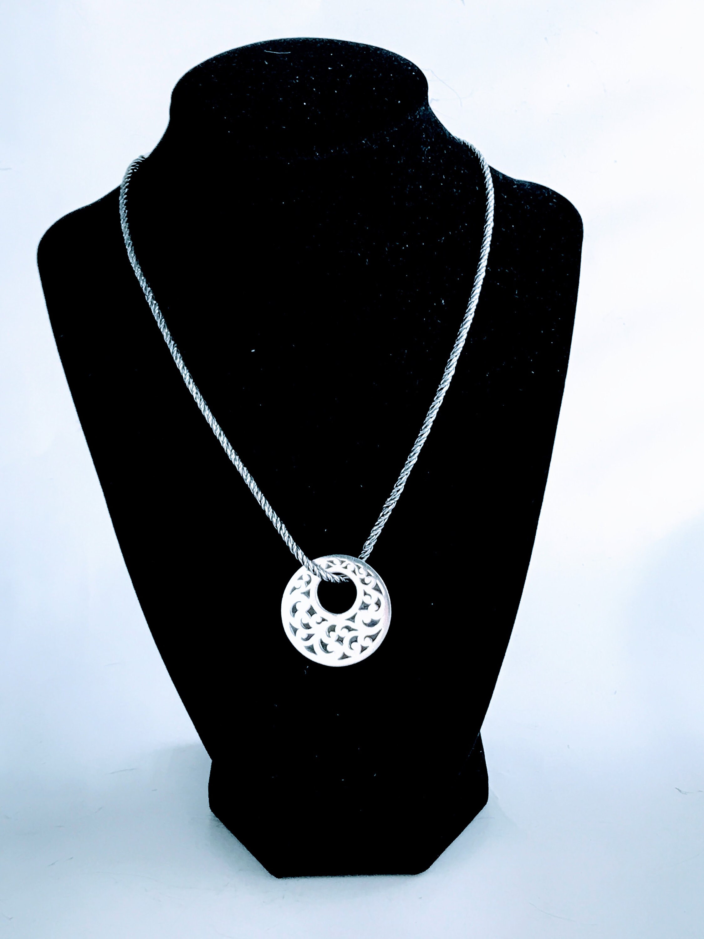 Lois Hill Sterling Silver Large Open Circle Scroll Pendant