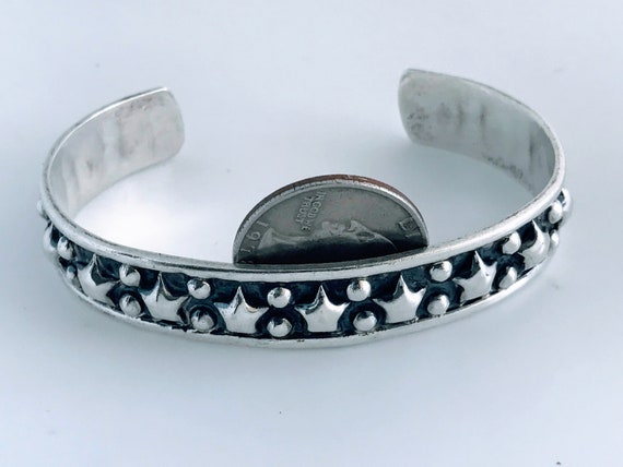 Taxco Sterling Silver Star Star Ball Bead Cuff Br… - image 8