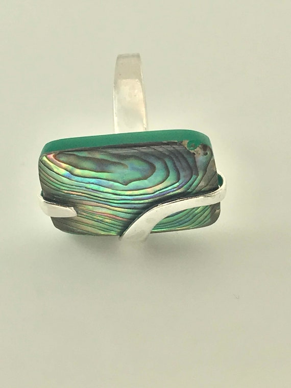 Abalone Sterling Silver Modernist Ring, Abalone I… - image 7