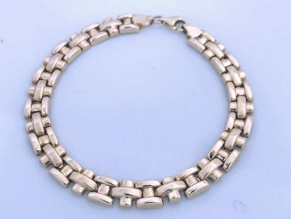 10k Yellow Gold Chunky Panther Link Bracelet, Rea… - image 3