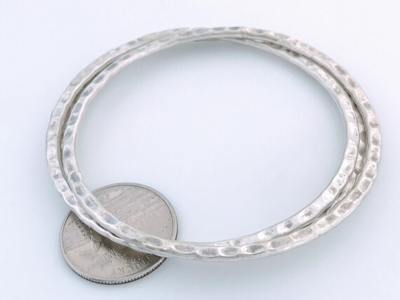 Sterling Silver Hammered Stacking Bangle Bracelet… - image 9