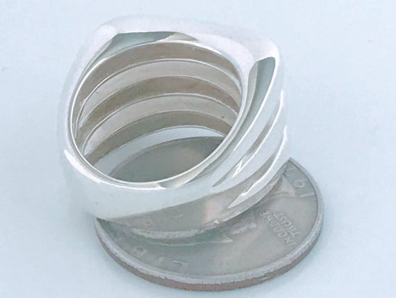 Modern Silpada Three Row Open Dome Square Band Ri… - image 8