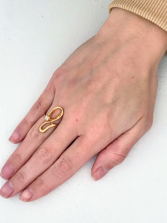 10K Yellow Gold Modern Swirl Ring, Chunky 10k Gol… - image 5