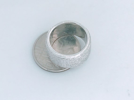 Sterling Silver Wide Textured Cigar Band Ring, Ch… - image 6