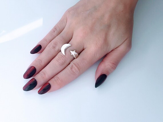 Chunky Vintage Solid Sterling Silver Crescent Moo… - image 11