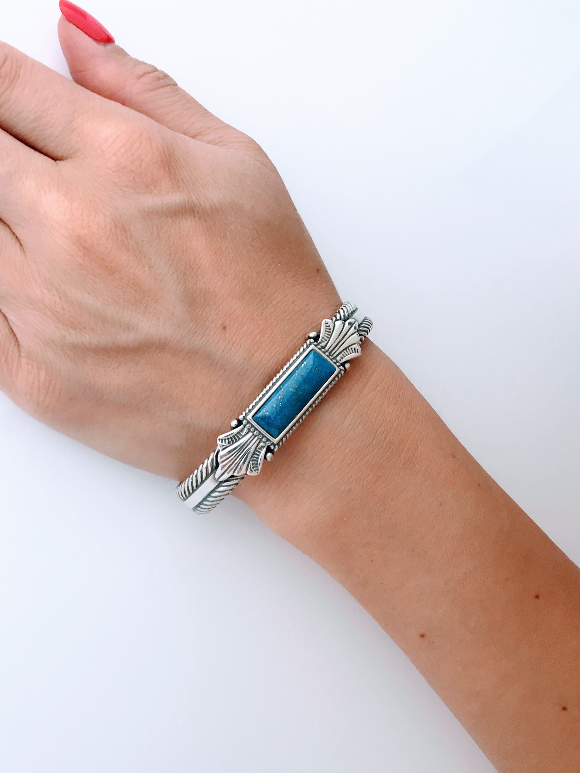 Carolyn Pollack Relios Sterling Silver Lapis Lazuli Cuff Carolyn Pollack Relios Sterling Silver Lapis Lazuli Cuff