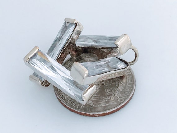 Vintage Mid Century Modern Sterling Silver CZ Geo… - image 6