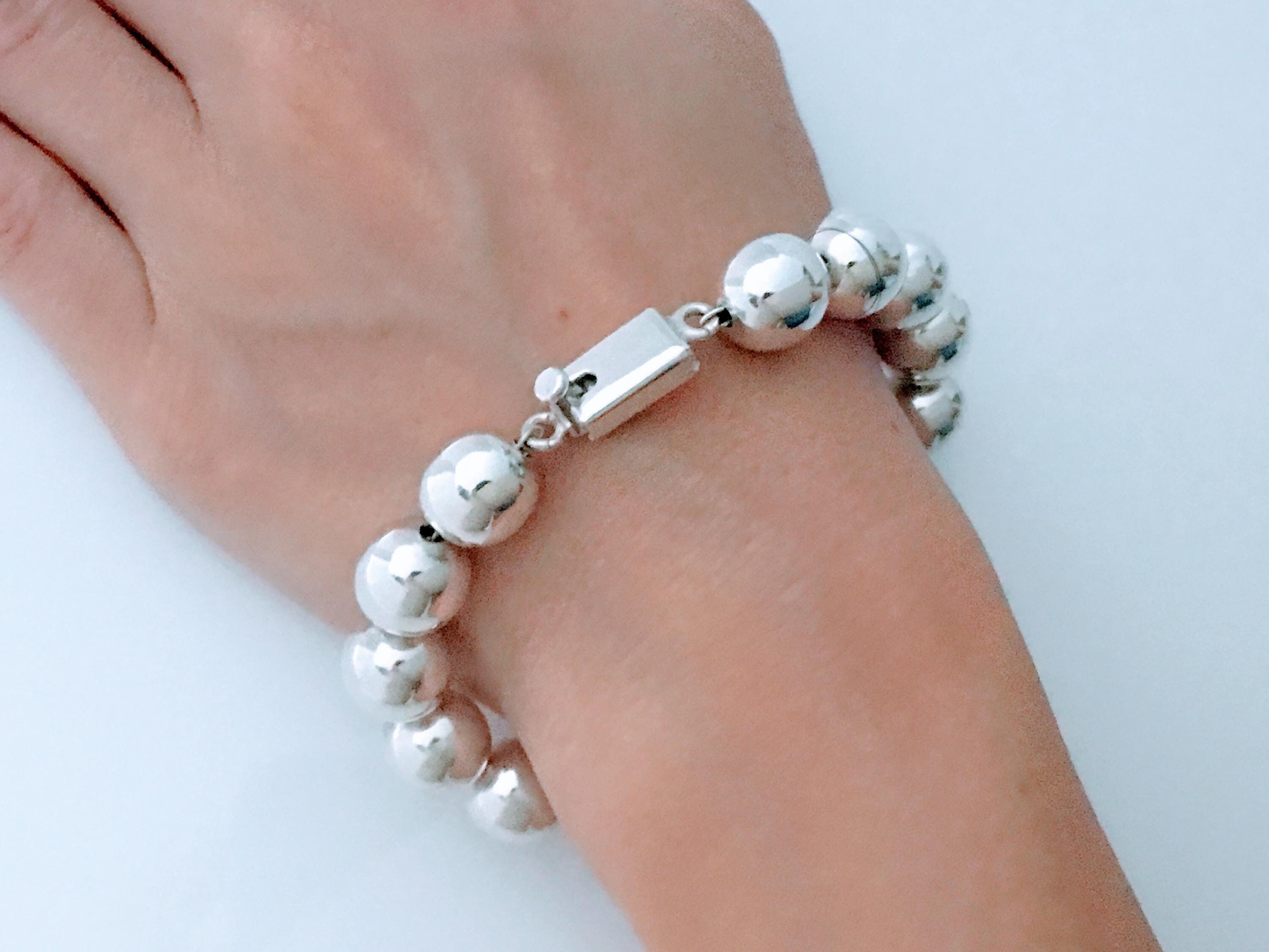 Retro Mexico 925 Sterling Silver Polished Ball Bead Bracelet Retro Mexico 925 Sterling Silver Polished Ball Bead Bracelet