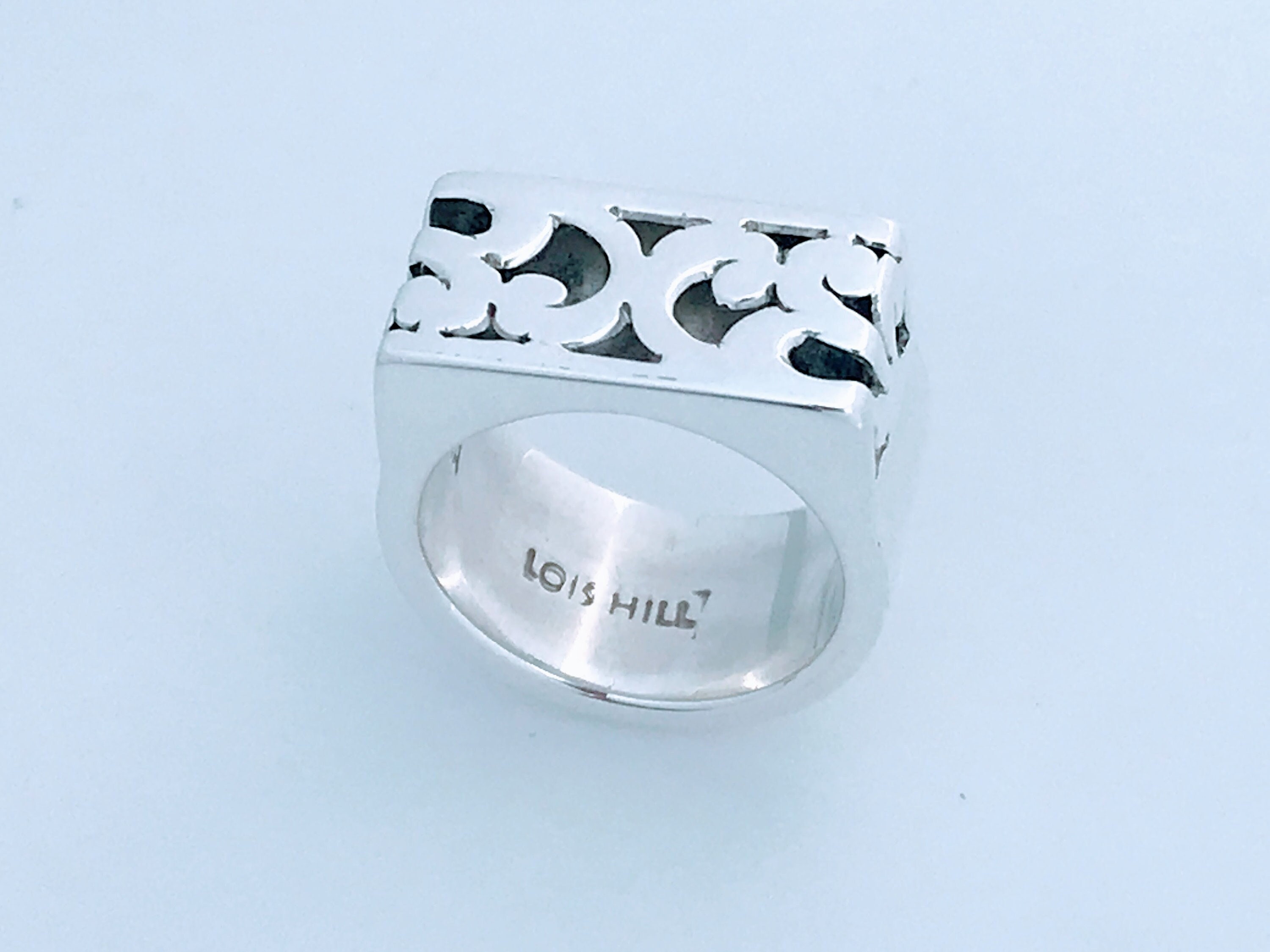 Lois Hill Chunky Flat Wide Rectangle Dome 925 Sterling