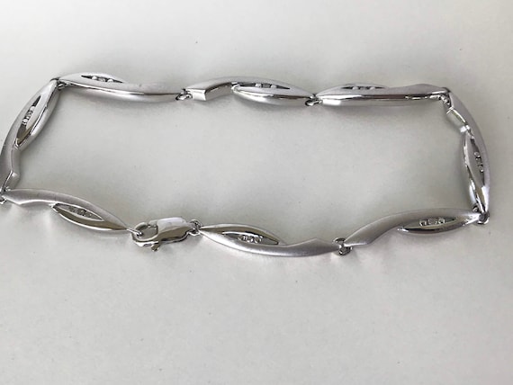 Modern Sterling Silver CZ Link Bracelet, Sterling Silver