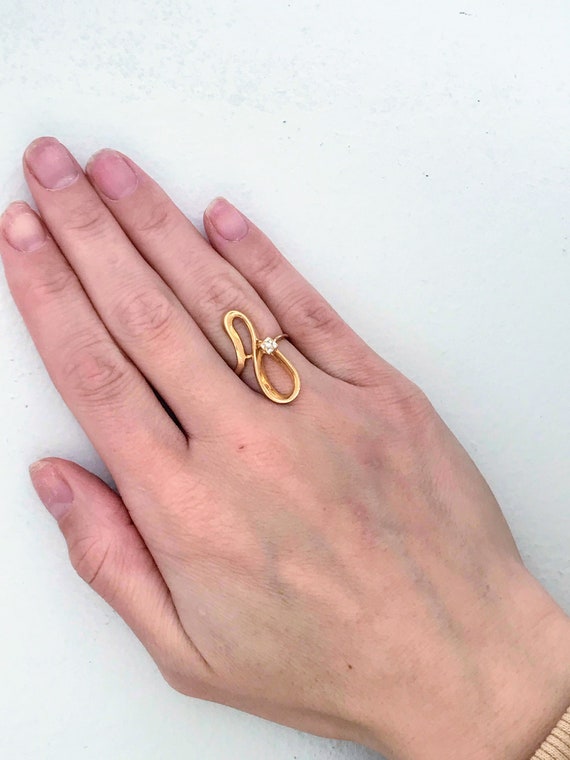 10K Yellow Gold Modern Swirl Ring, Chunky 10k Gol… - image 6