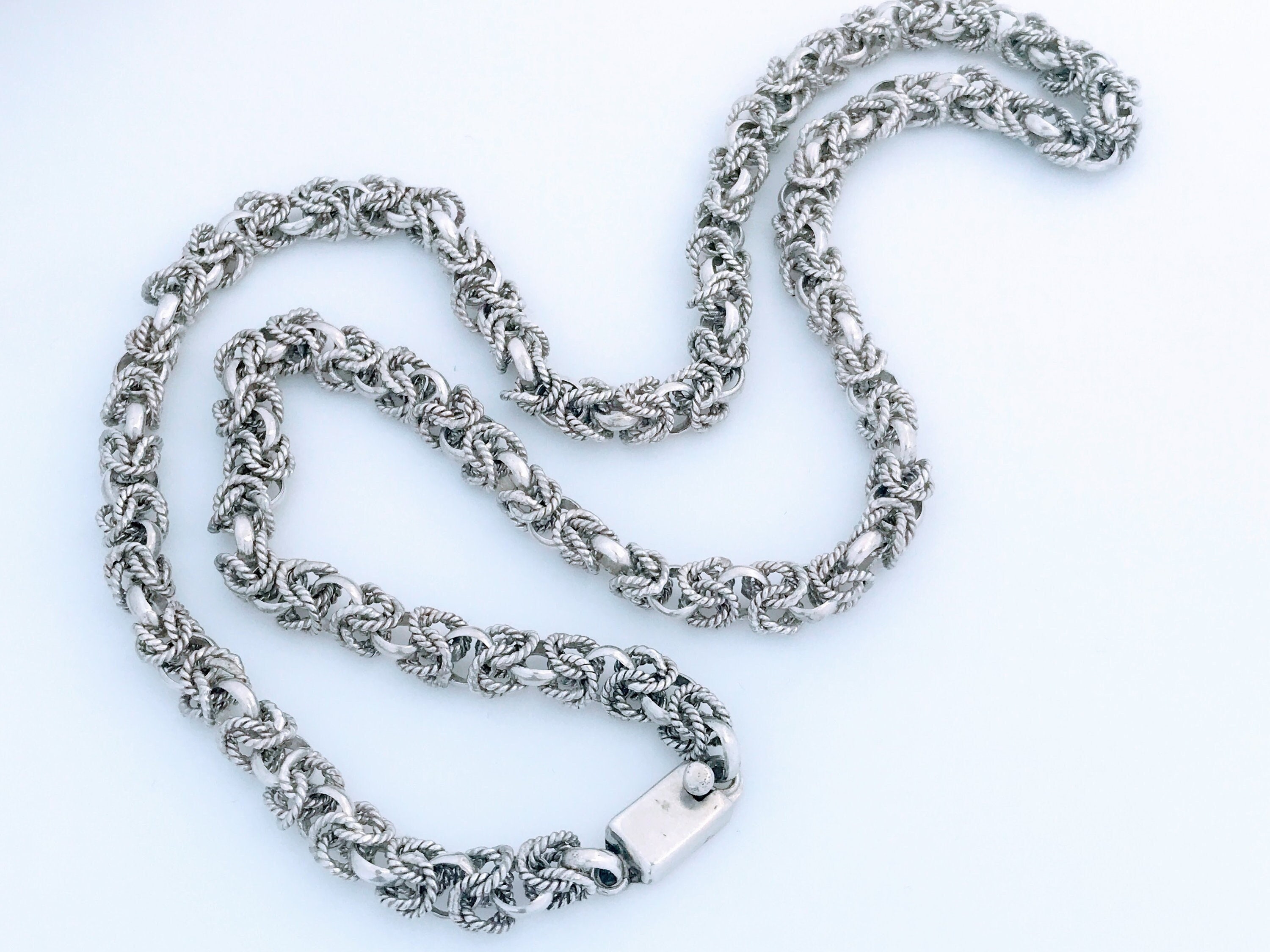 VTG Sterling Silver Textured Byzantine Chain Link Necklace VTG Sterling Silver Textured Byzantine Chain Link Necklace