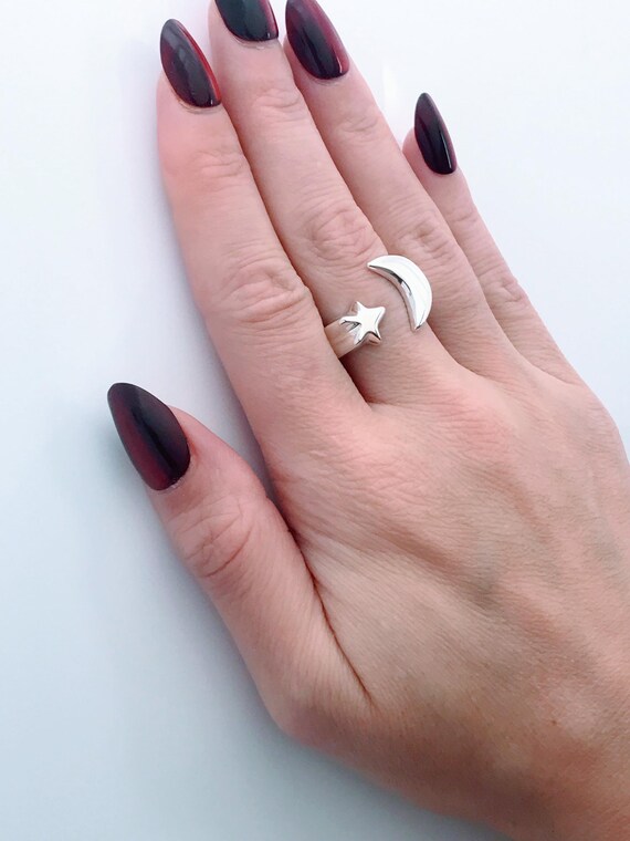 Chunky Vintage Solid Sterling Silver Crescent Moo… - image 12