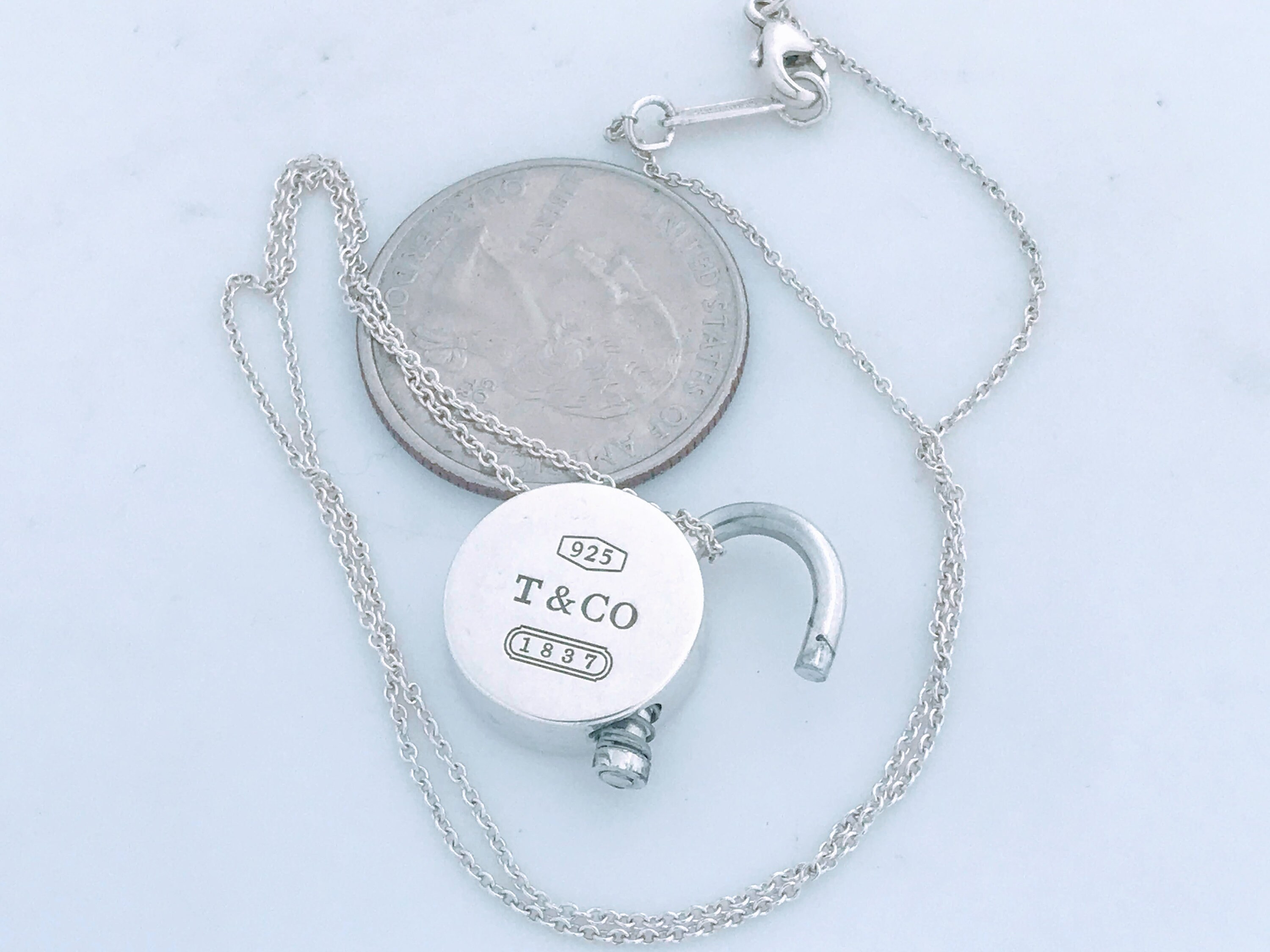 Tiffany & Co. 1837 Lock Padlock Pendant Necklace 16 Silver 925 w/Bag  m1075-2