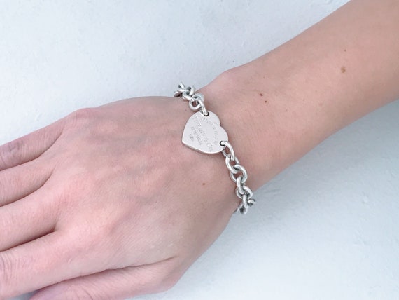 Sterling Silver Heart Tag Charm Bracelet