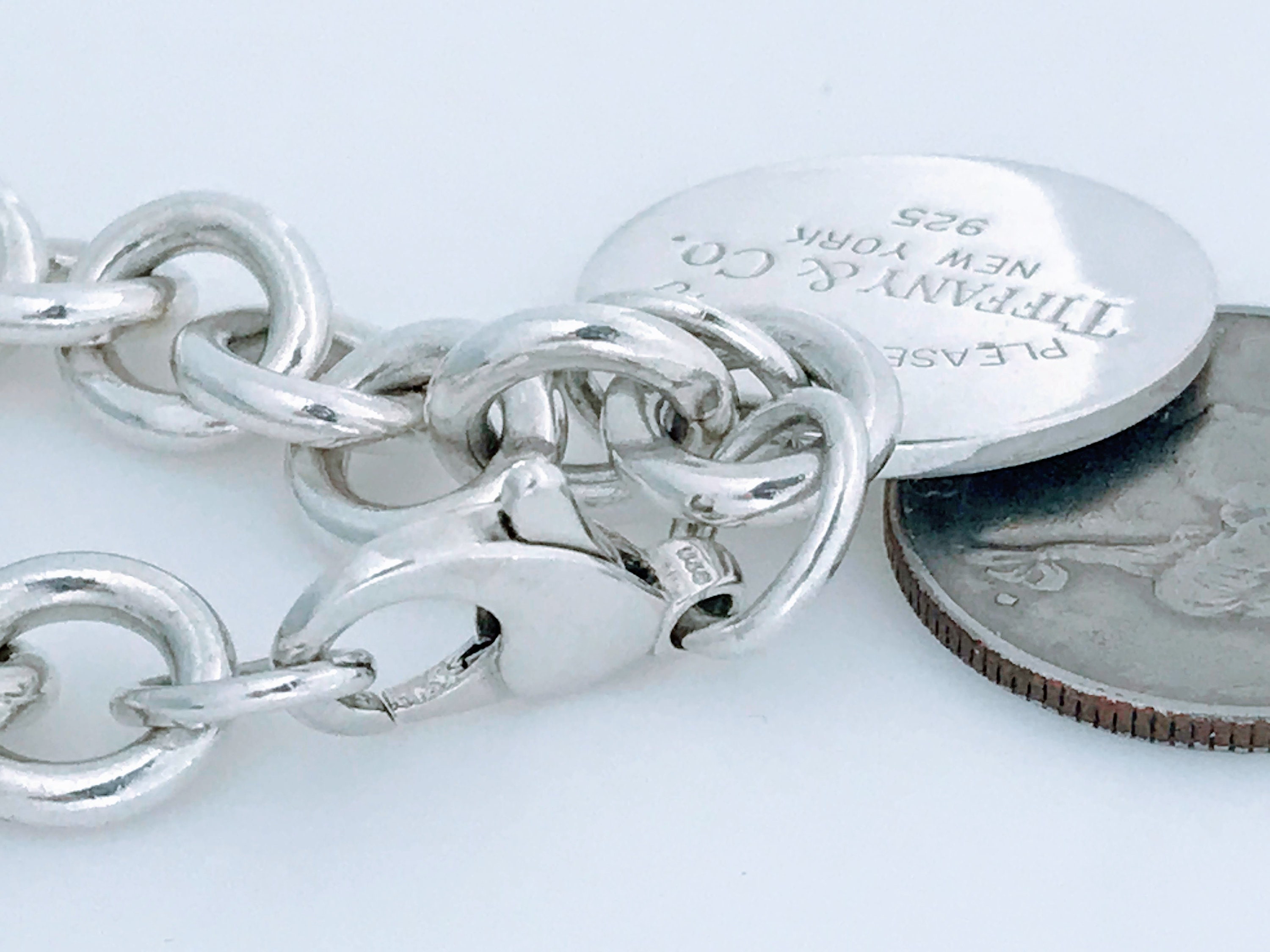 Authentic Tiffany Co Silver Circle Tag Charm Bracelet Tiffany and