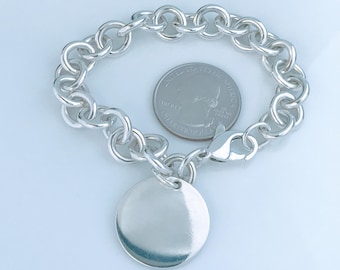 Authentic Tiffany Co Silver Circle Tag Charm Bracelet, Tiffany