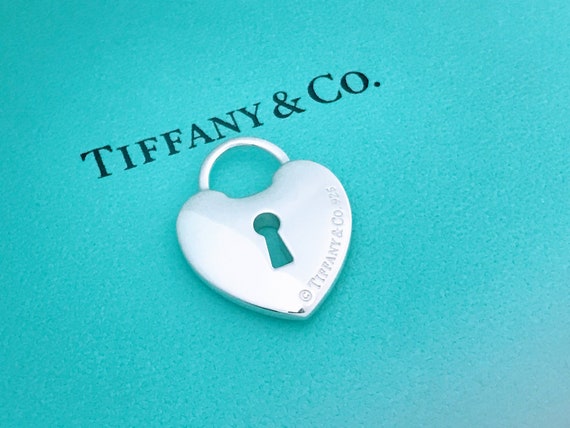 Tiffany Co Sterling Silver Heart Padlock Keyhole Pendant Charm  