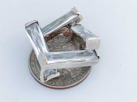 Vintage Mid Century Modern Sterling Silver CZ Geo… - image 7