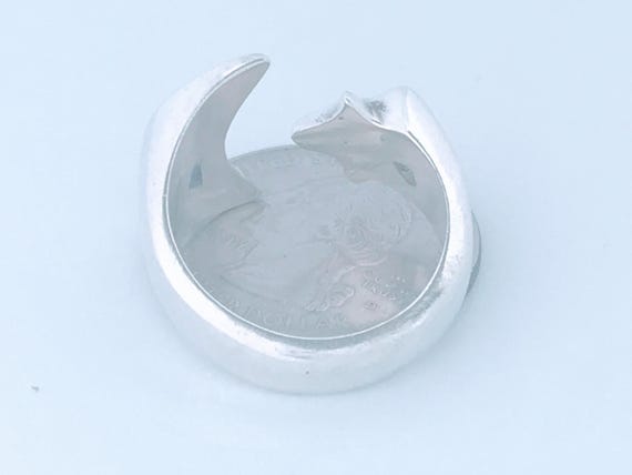 Chunky Vintage Solid Sterling Silver Crescent Moo… - image 9