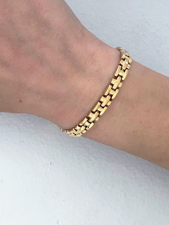 10k Yellow Gold Chunky Panther Link Bracelet, Rea… - image 4
