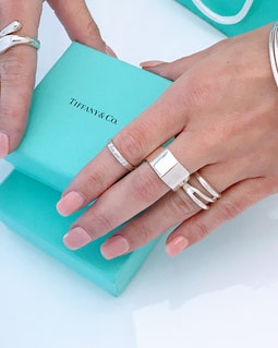 Authentic Tiffany & Co Sterling Silver Notes I Love You Band Ring