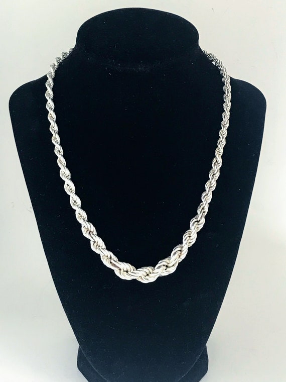 Chunky Sterling Silver Graduated Rope Chain Necklace 18 Etsy