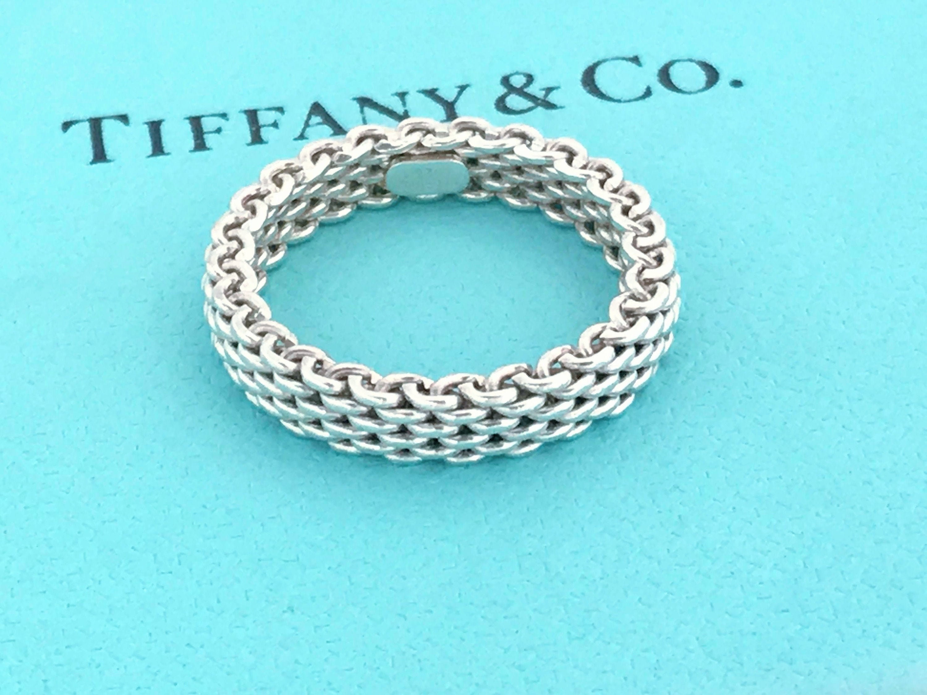 Vintage Tiffany & Co. 0.05 CTW Diamond Somerset Mesh Ring - Shop Jewelry -  Shop Jewelry, Watches & Accessories