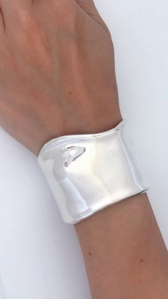 Vintage Taxco Mexico Modernist Wrist Bone Sterling Silver