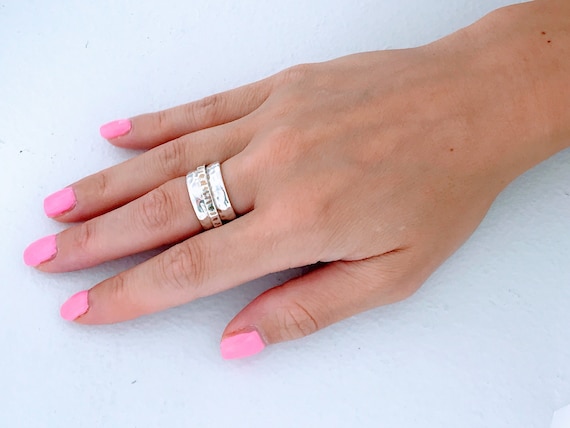 Silpada Sterling Silver Two Tone Hammered Spinner Band Ring