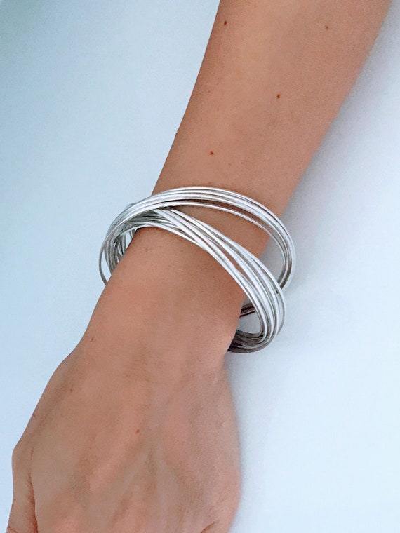 Taxco Mexico Sterling Silver Multi Strand Bangle Bracelet Taxco Mexico Sterling Silver Multi Strand Bangle Bracelet
