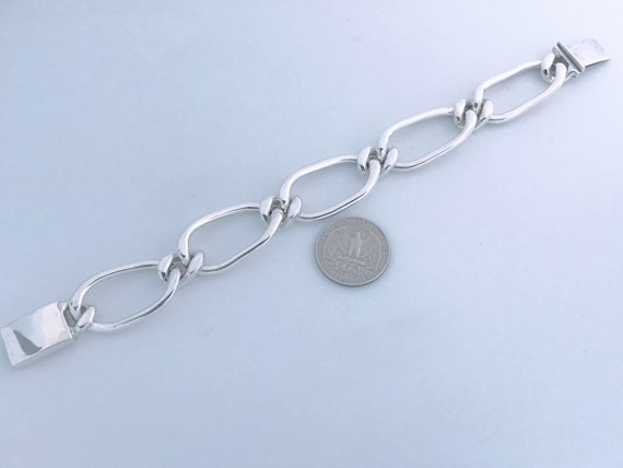 Vintage Taxco Big Heavy Chain Link Bracelet 925 Sterling Silver