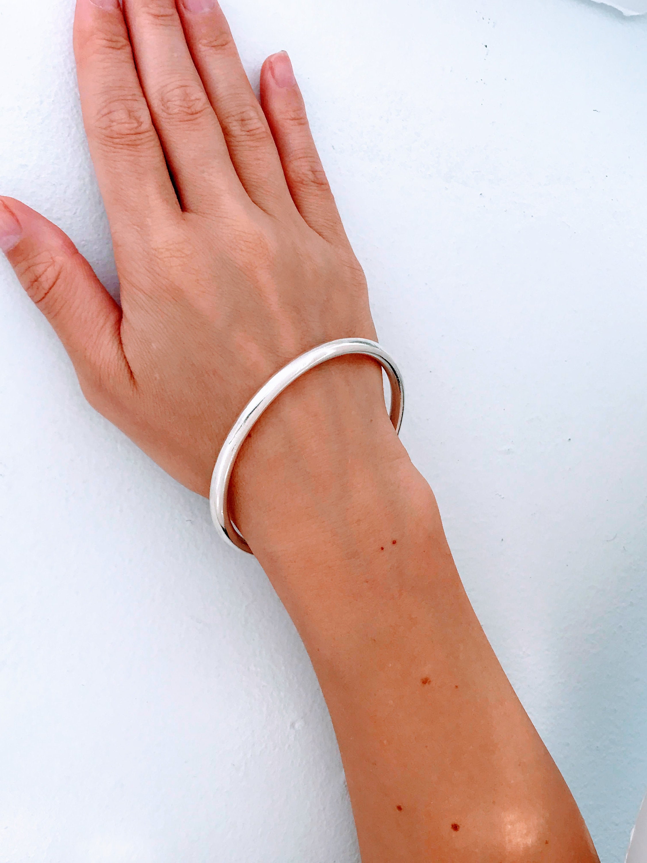 Smooth 925 Sterling Silver Bangle Bracelet Retro Stacking - Etsy