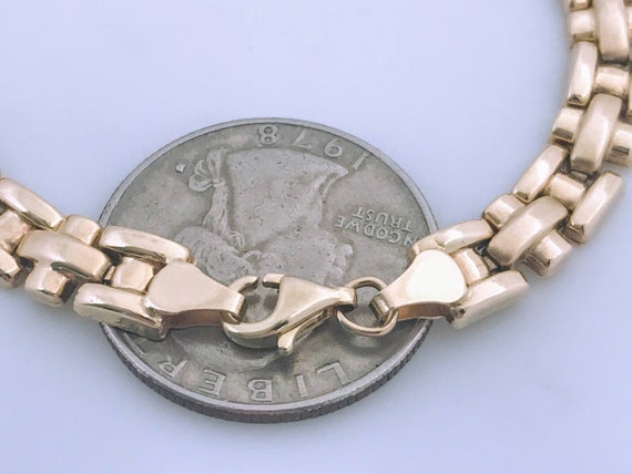 10k Yellow Gold Chunky Panther Link Bracelet, Rea… - image 7