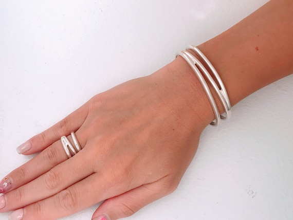 Tiffany & Co. Zig Zag Wave Cuff Bracelet 925 Ster… - image 4