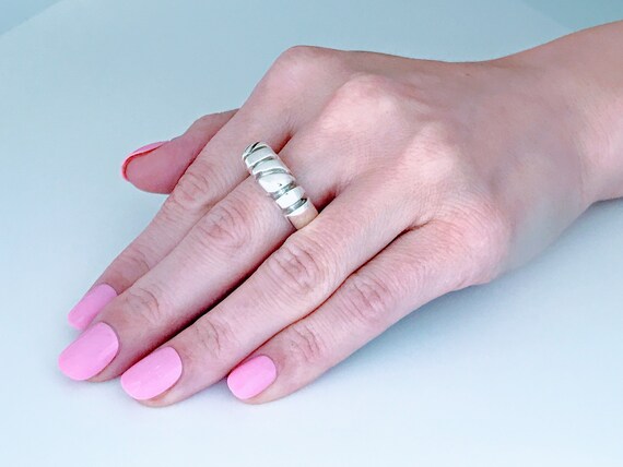 VTG Hand Formed Solid Sterling Silver Modern Band… - image 4