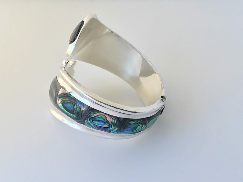 Vintage Taxco Sterling Silver Abalone Modernist Hinged Bangle - Etsy