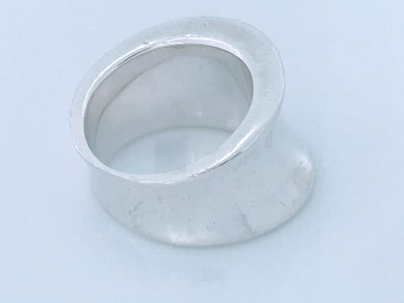 Modern Sculptural Offset Concave Ring Sterling Si… - image 9