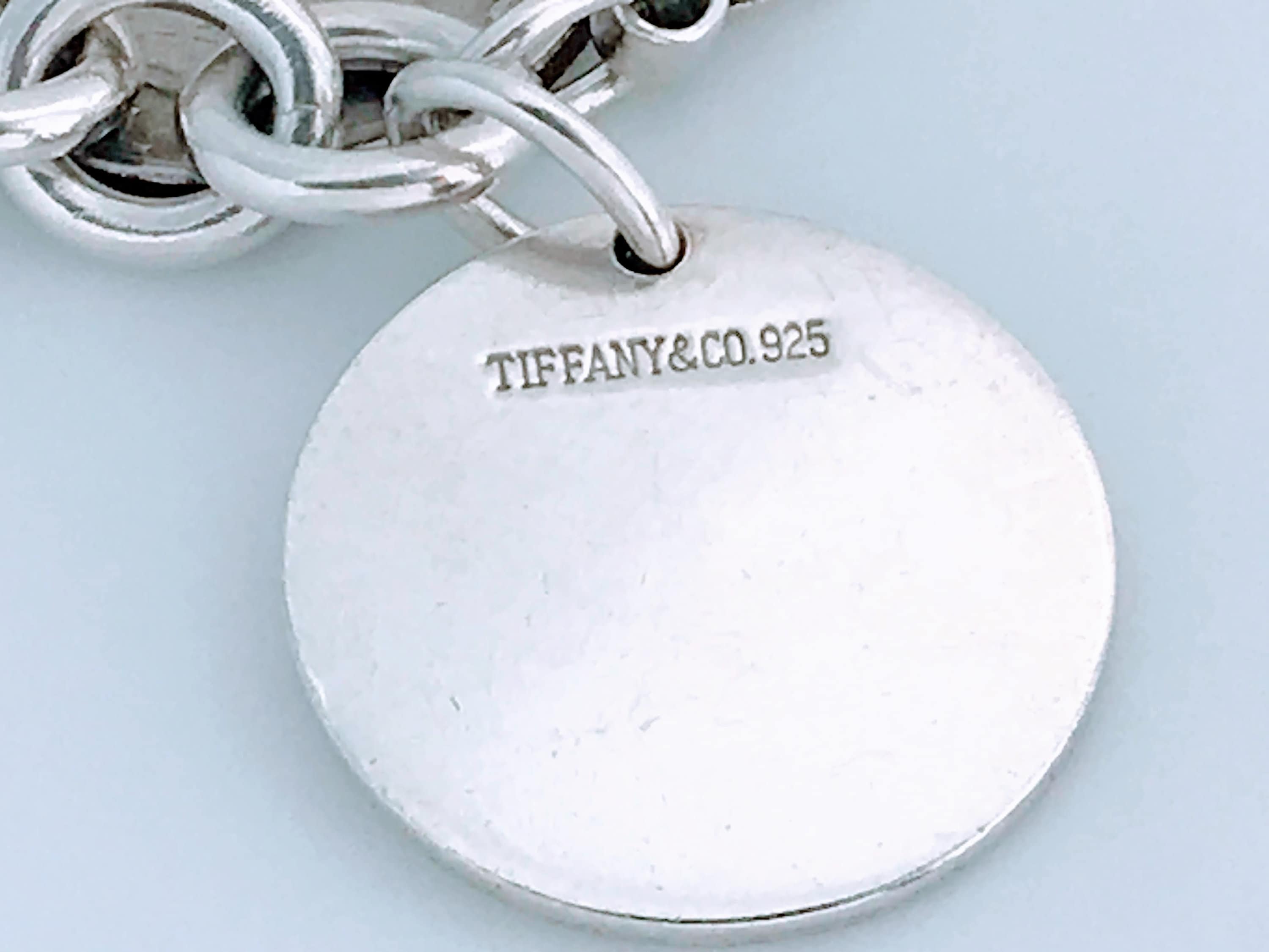 Authentic Tiffany & Co Silver Circle Tag Charm Bracelet, Rare
