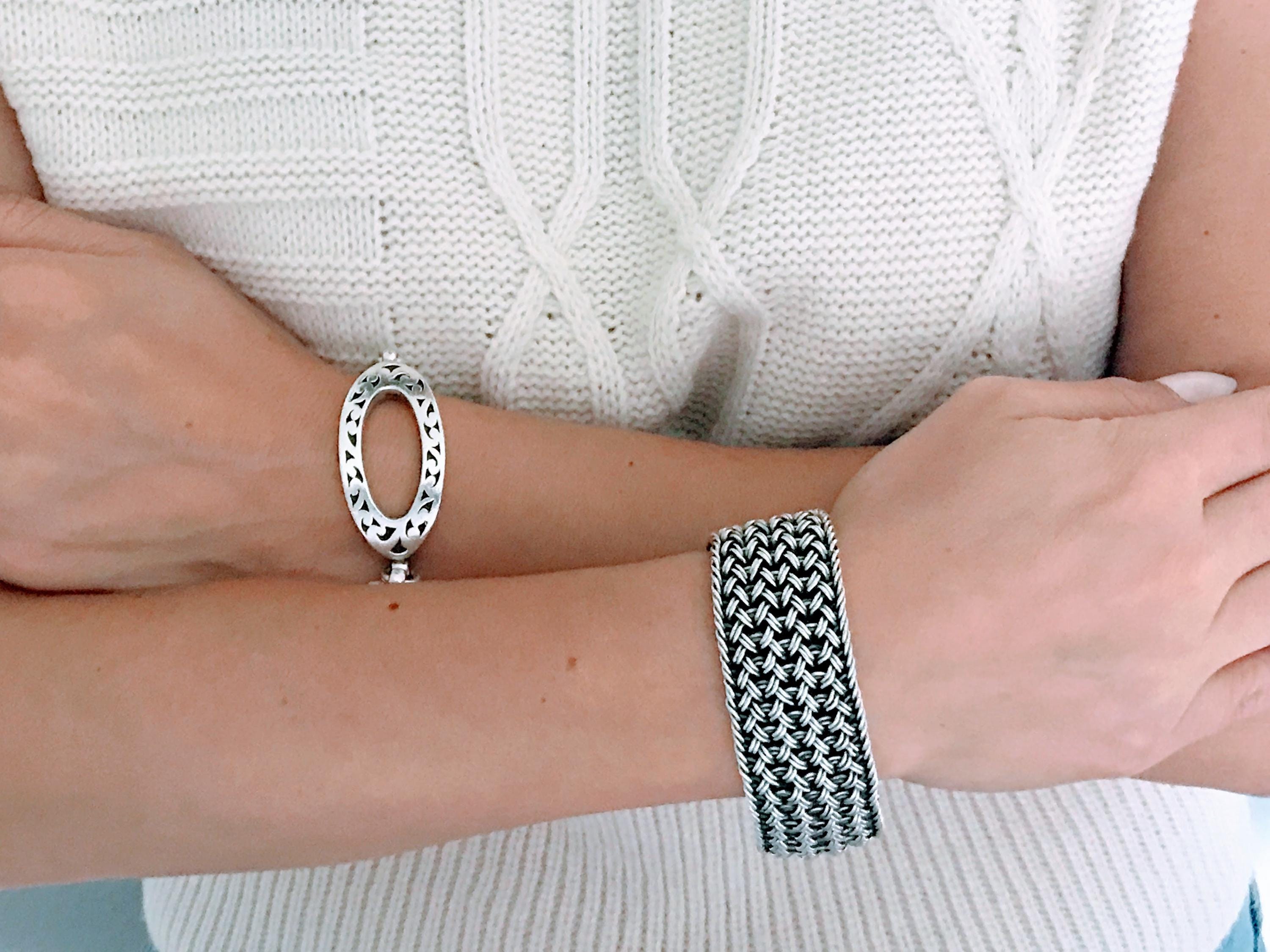 I*a様 ロイス・ヒル Lois Hill ヴィザンチンチェーンのシルバーブレス Lois Hill Vintage Sterling Silver Woven Mesh Granulated Scroll