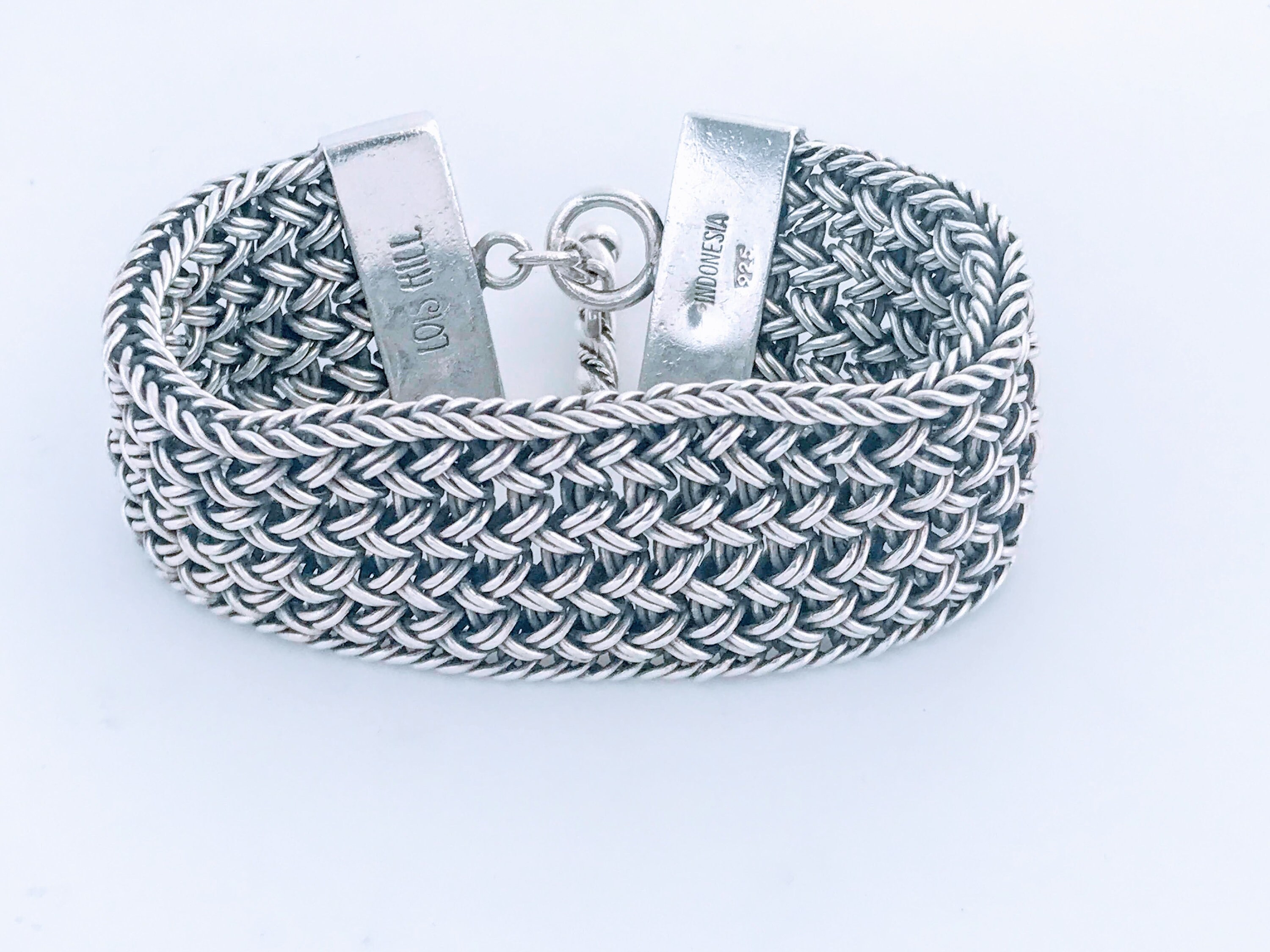 Lois Hill Vintage Sterling Silver Woven Mesh Granulated Scroll