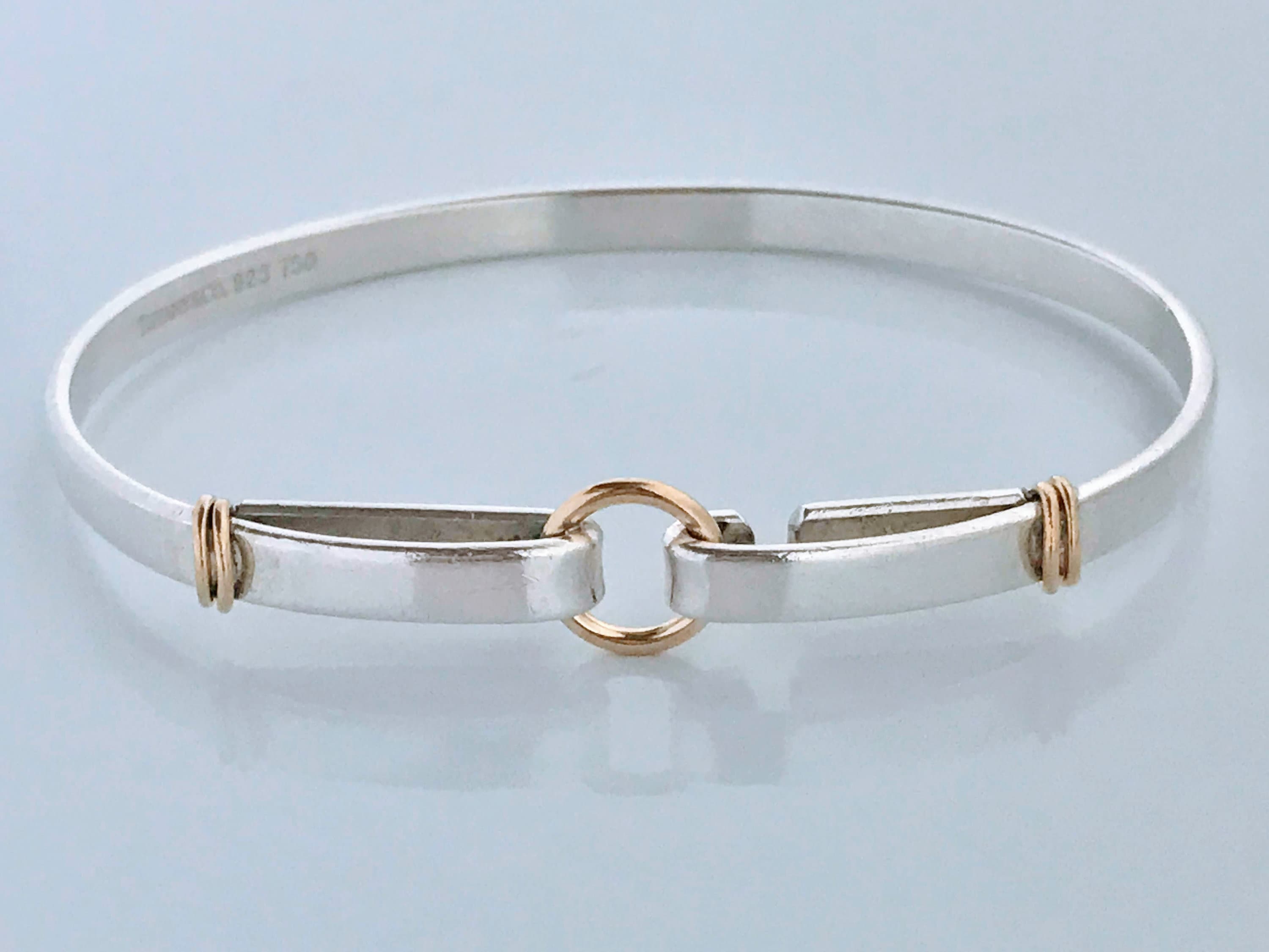 Tiffany & Co. バングル 925シルバー 750ゴールド Tiffany & Co. Sterling Silver 18K Gold Hook Eye Bangle Bracelet