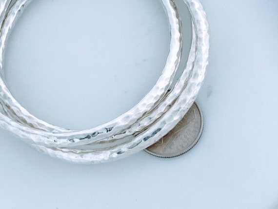VTG Hammered Sterling Silver Three Interlocking B… - image 8
